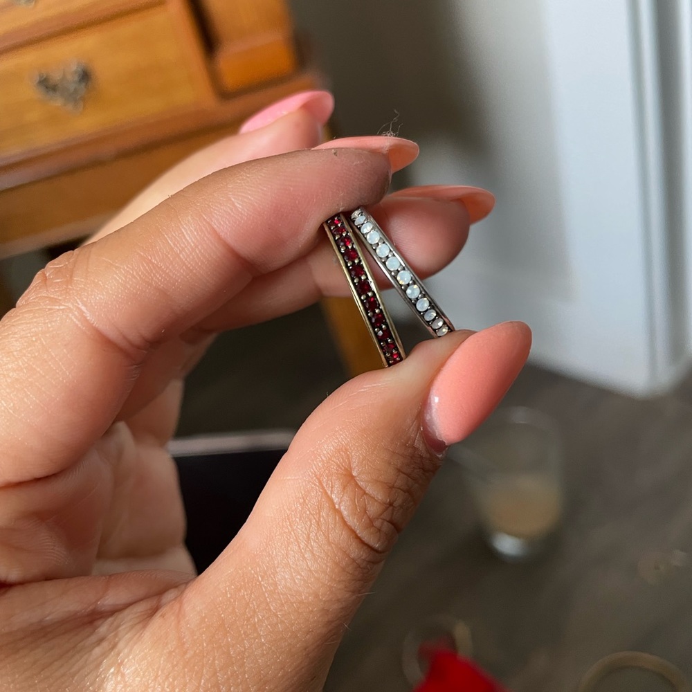 Birth stone rings opal and ruby